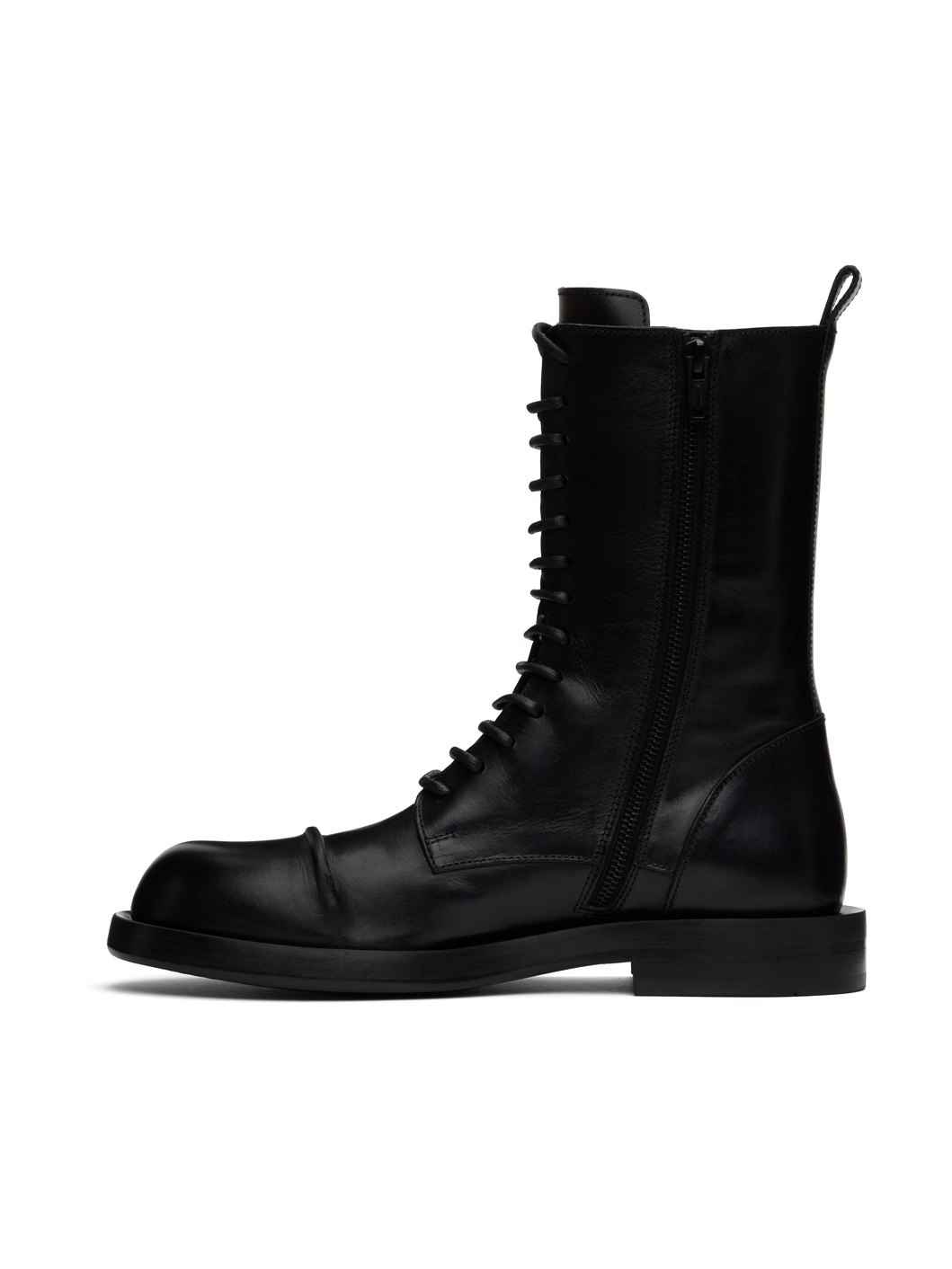 Black Gillian Pintuck Combat Boots - 3