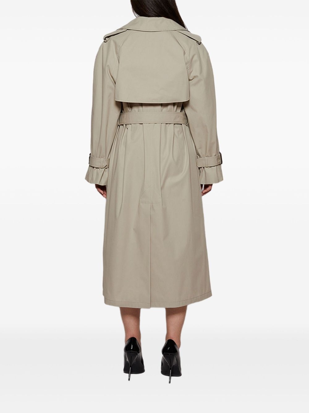 double-breasted belted trench coat - 5