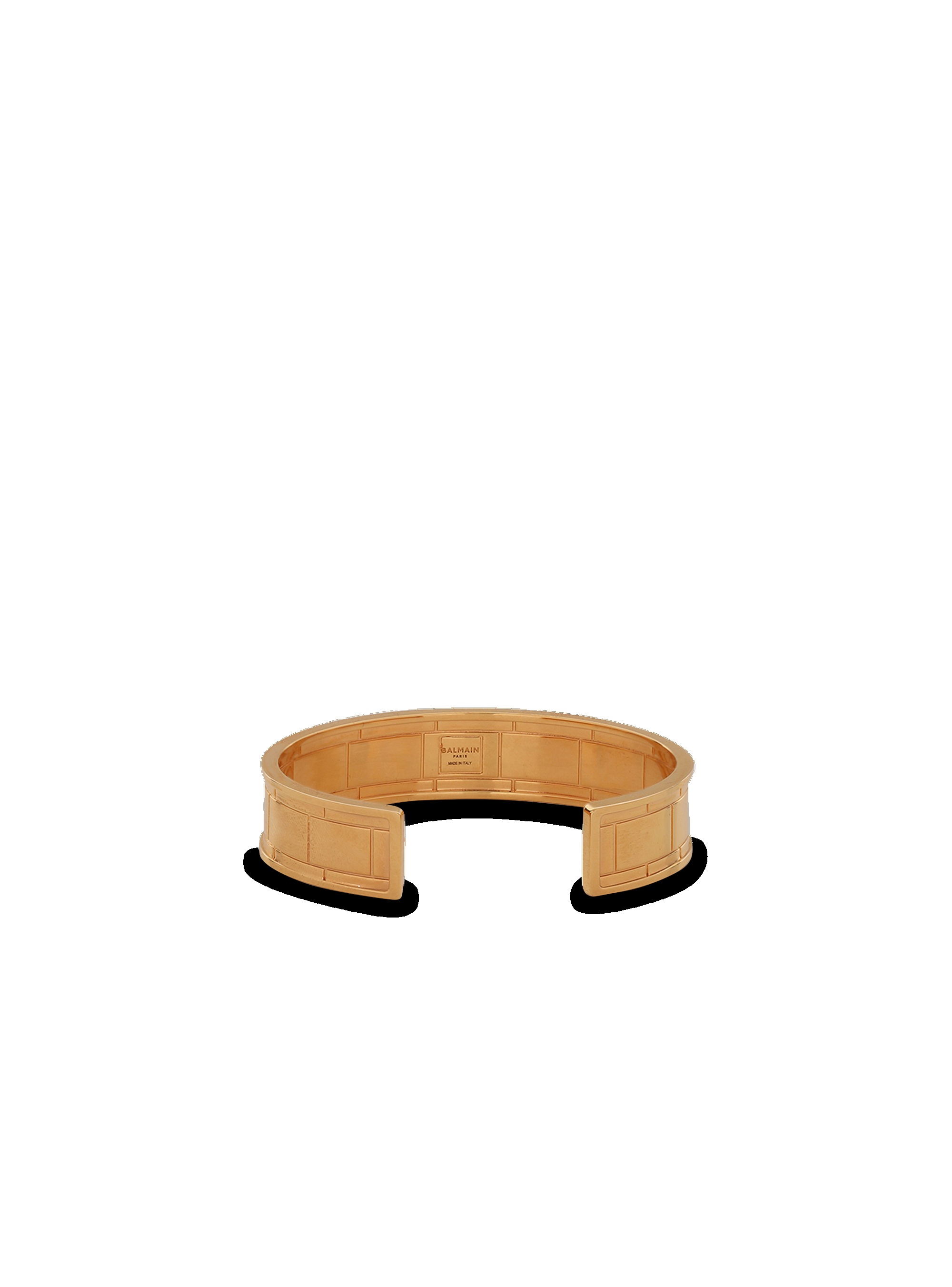 Gold-tone brass cuff bracelet with Balmain logo - 3