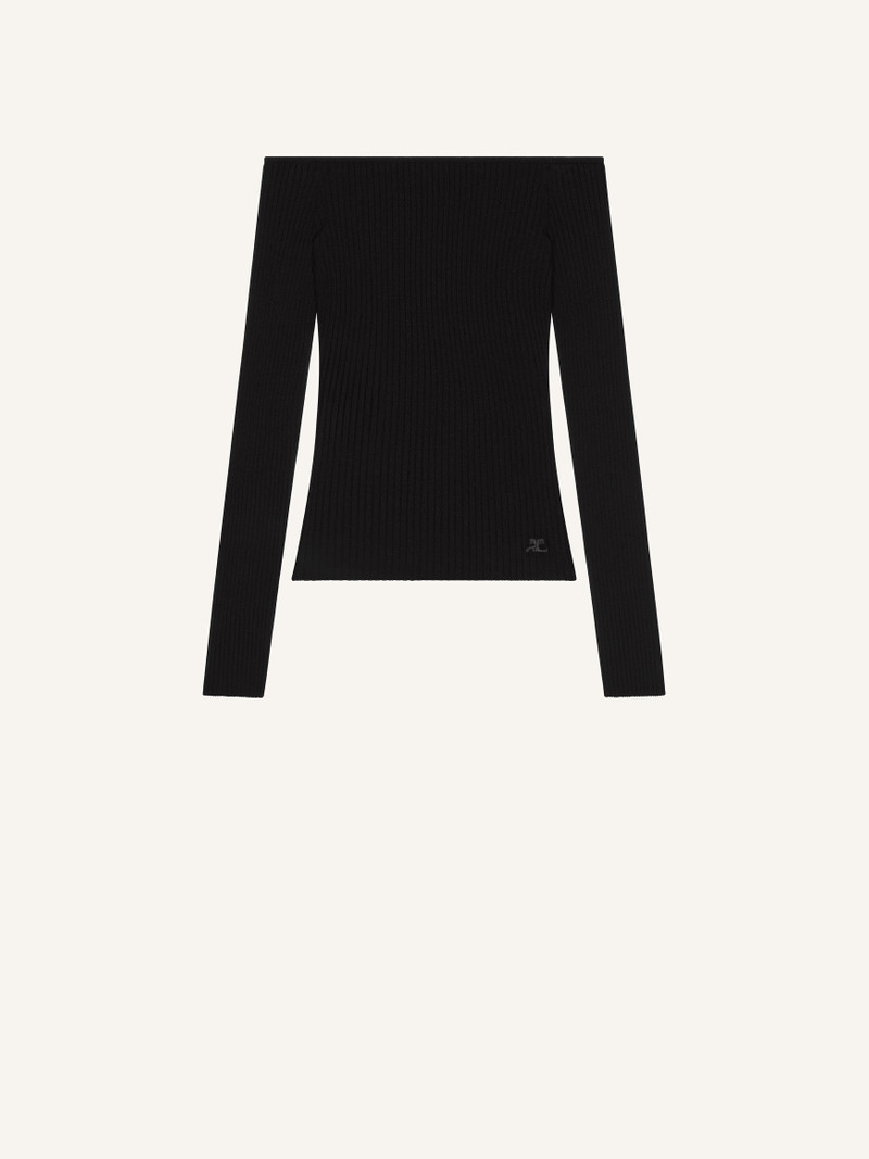 OFF SHOULDER RIB KNIT TOP 1