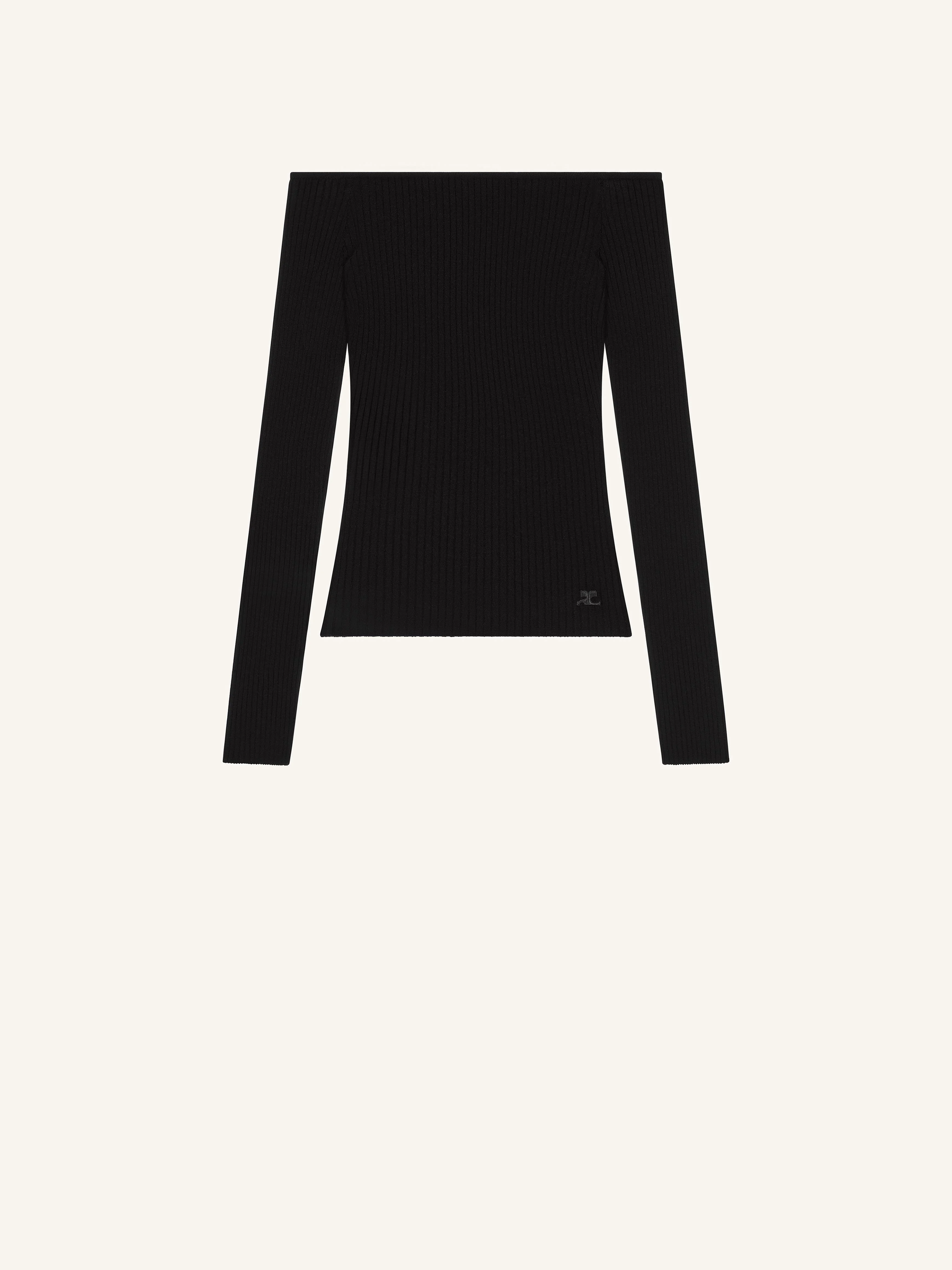 OFF SHOULDER RIB KNIT TOP - 1