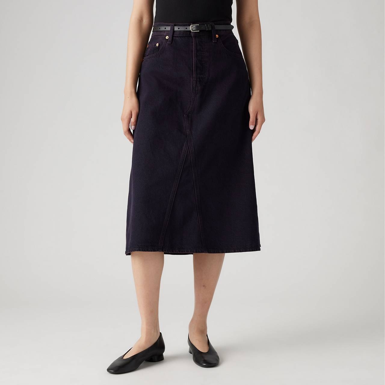 HIGH RISE A-LINE DECONSTRUCTED SKIRT - 4