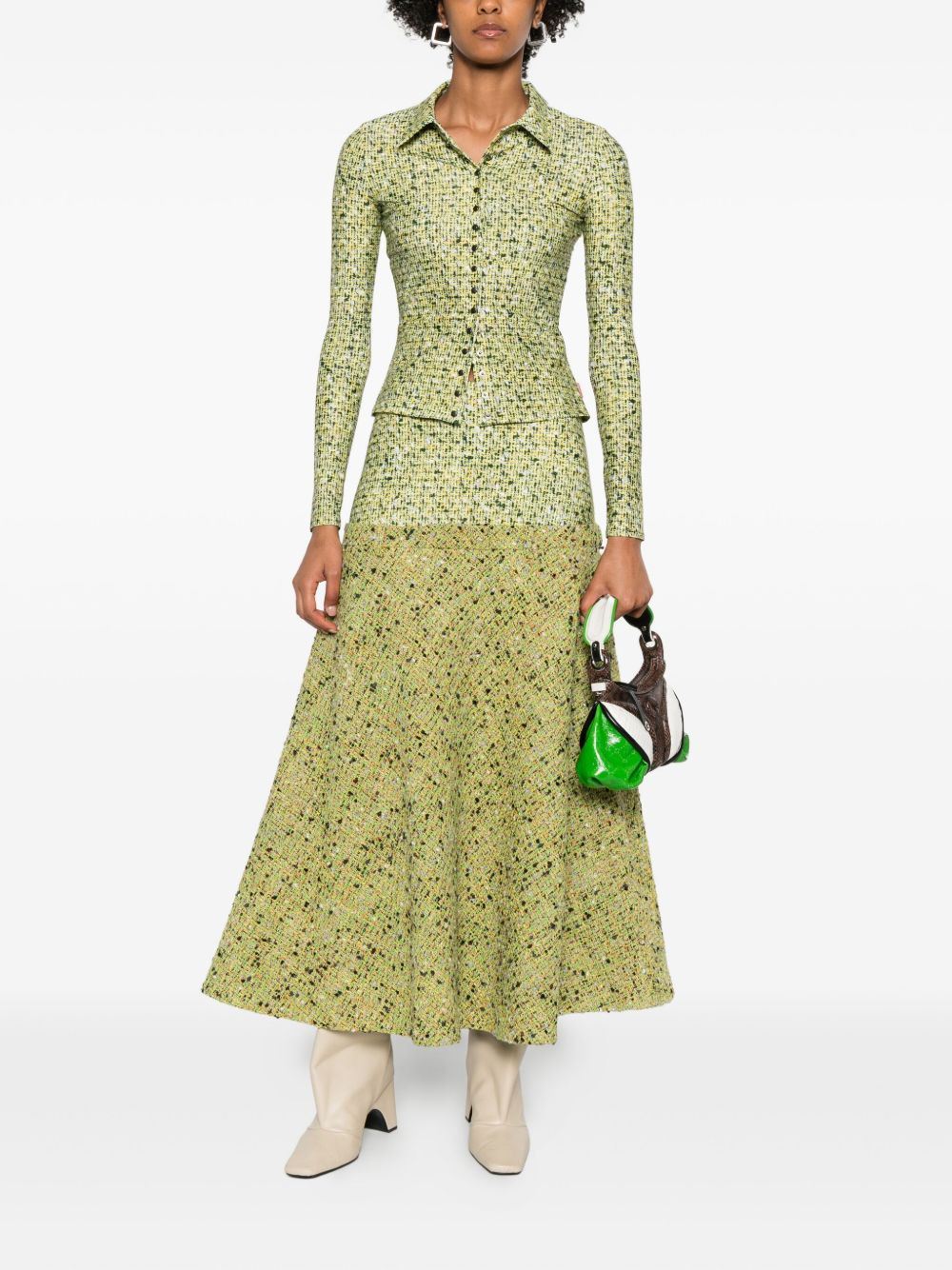 tweed-textured flared midi skirt - 2