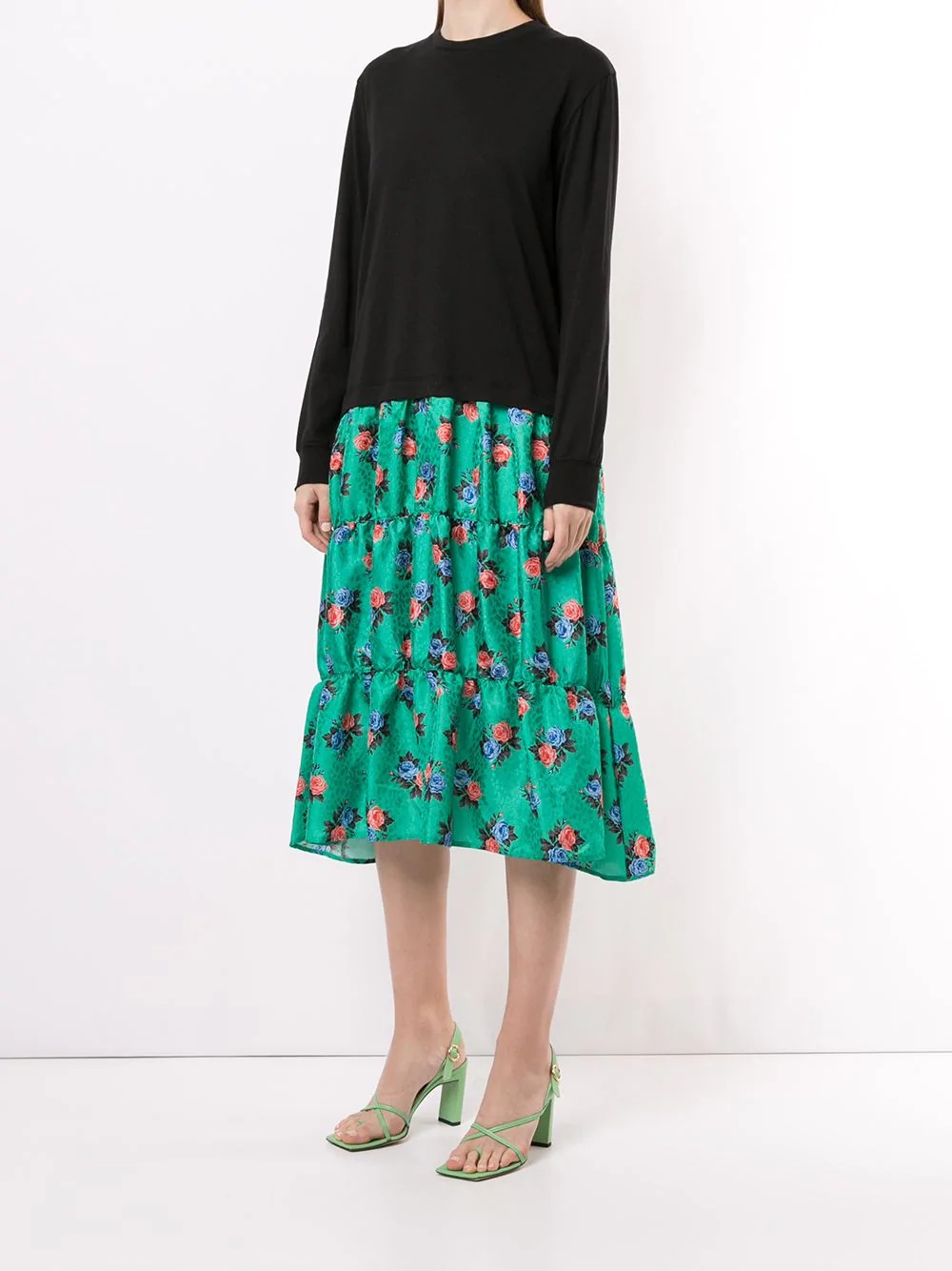 floral print panelled sweatshirt dress - 3