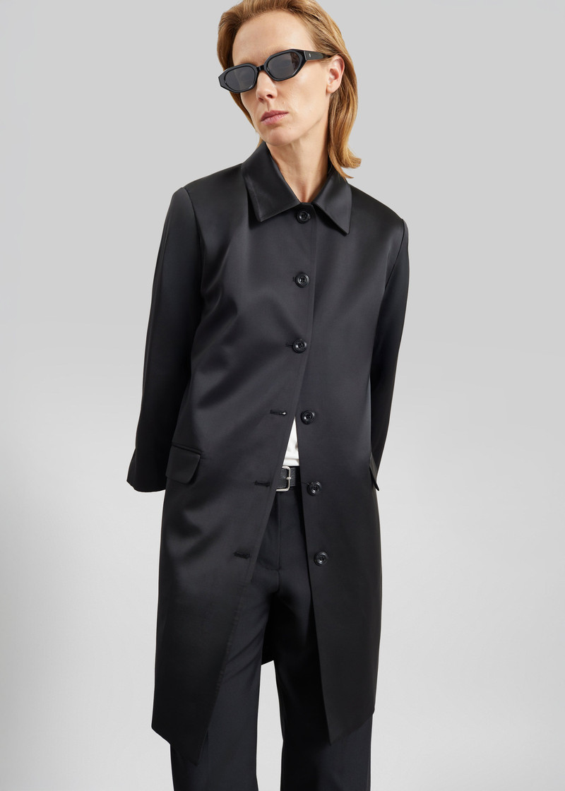 Vavin Satin Long Jacket - Black 4