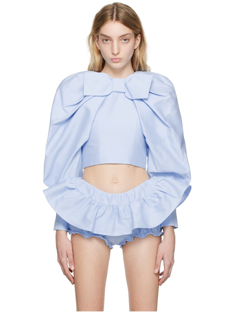 bow-embellished puff-sleeve top 1