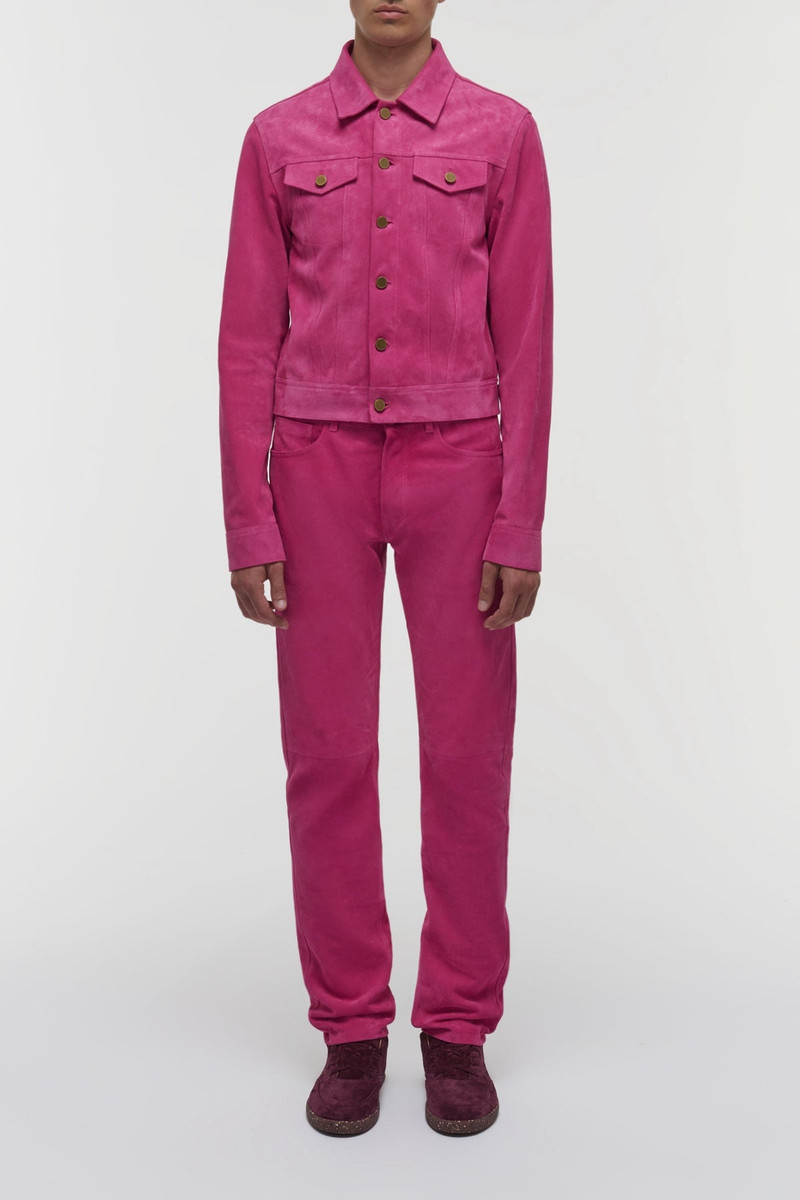 Barry Trucker Jacket in Fuchsia Suede Corduroy 3