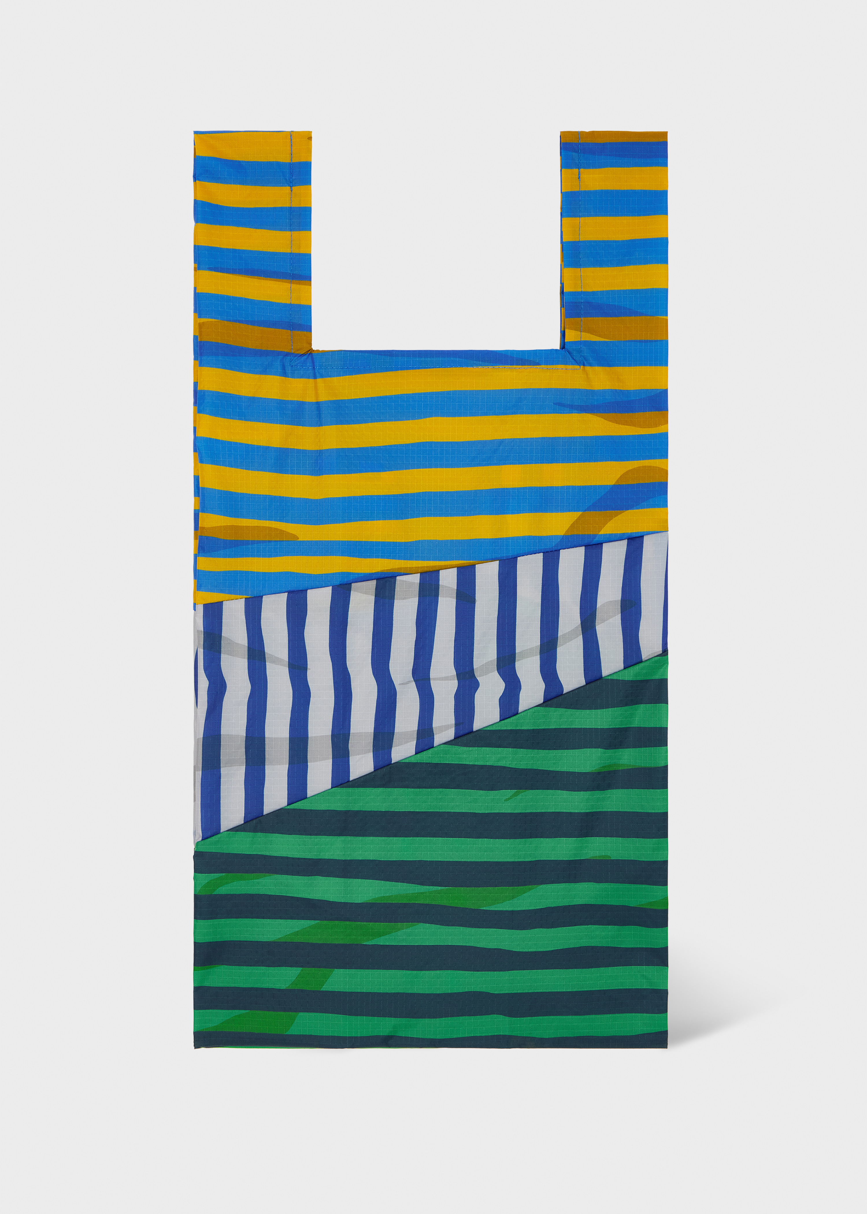 Susan Bijl x Paul Smith - Blue Mixed-Stripe 'The New Shopping Bag' Large - 1