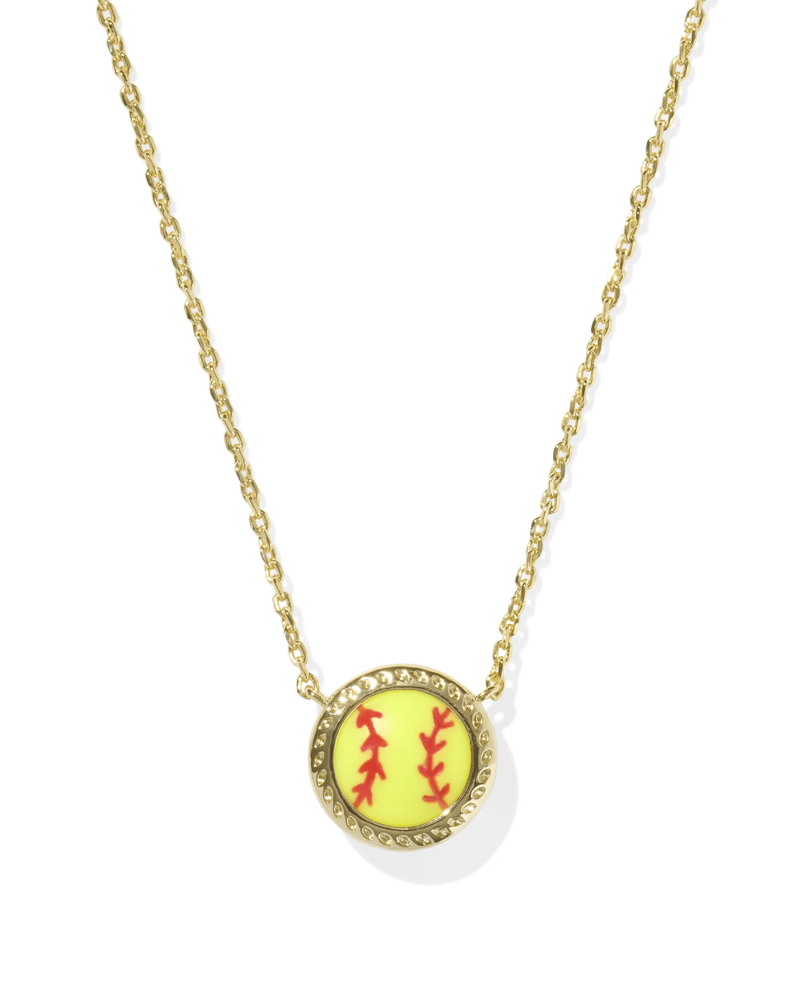 Softball Gold Short Pendant Necklace - 1