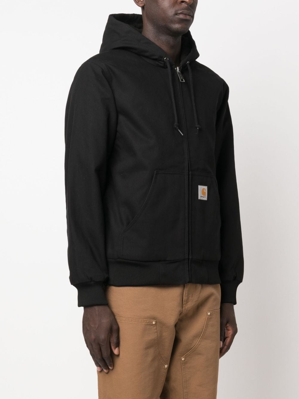 logo-patch cotton hooded jacket - 3