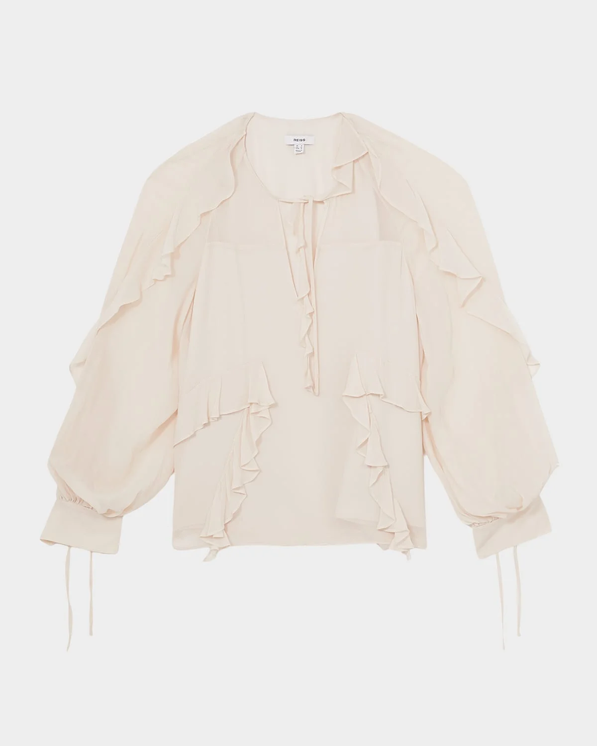 Zaria Blouson-Sleeve Ruffle Top - 1