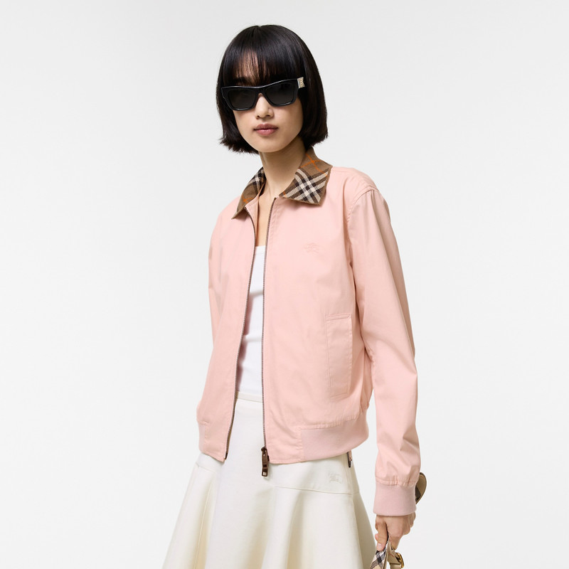 Burberry Cropped Tropical Gabardine Harrington Bomber Jacket outlook