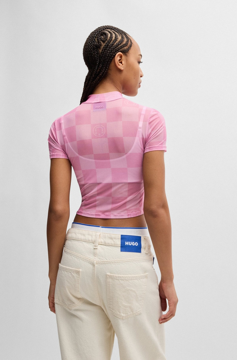 CROPPED TOP IN LOGO-PRINT STRETCH MESH 4