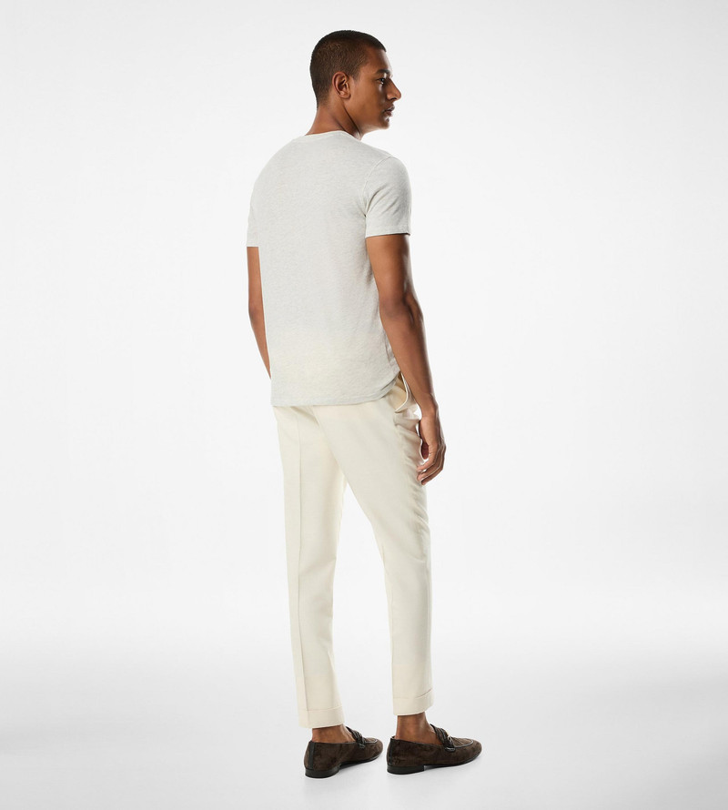 COTTON BLEND MELANGE CREW NECK T-SHIRT 3