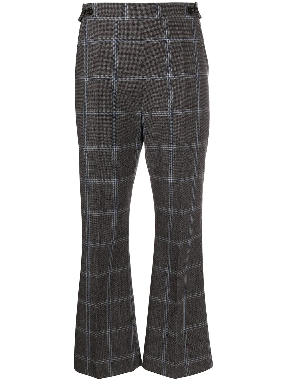 checkered cropped flared trousers - 1