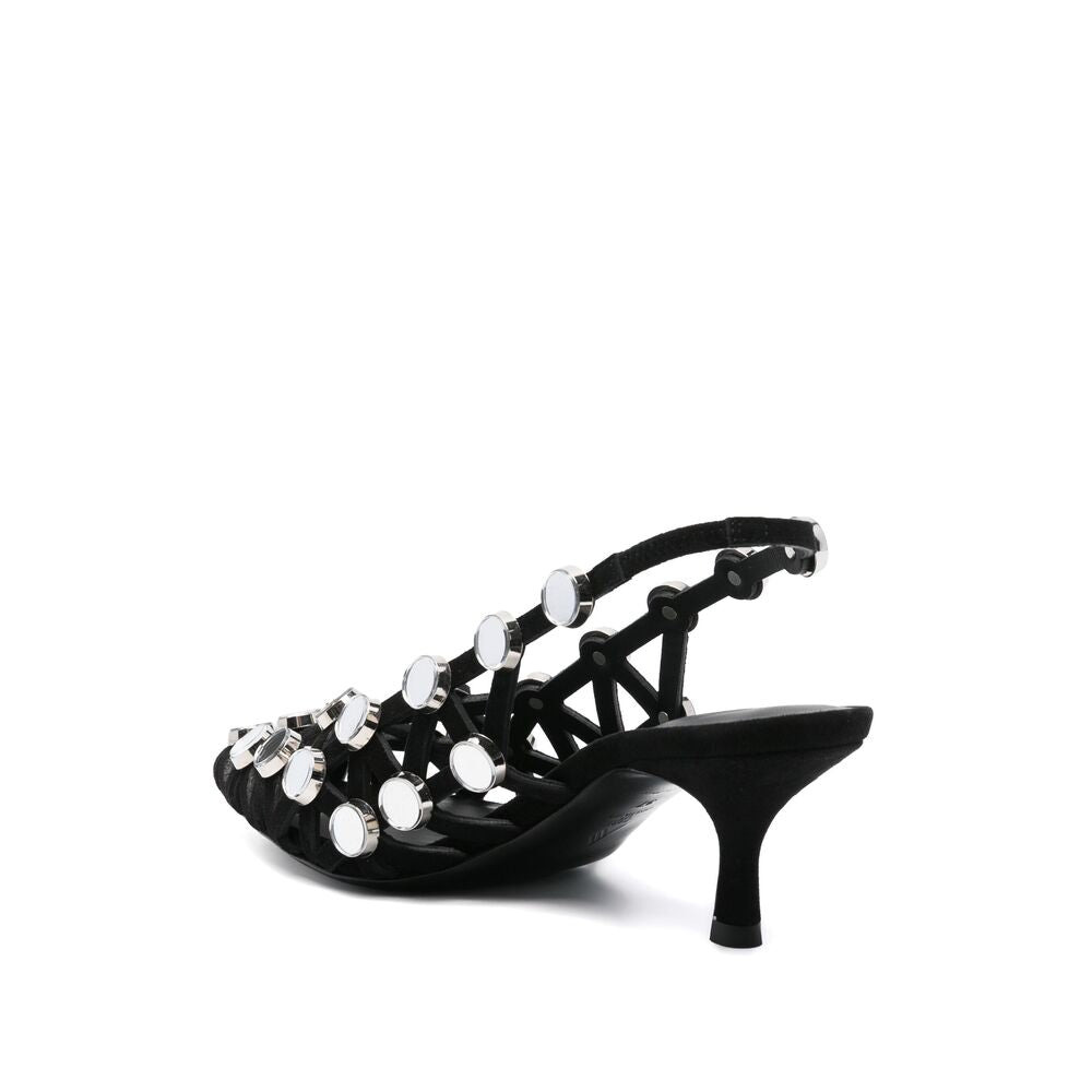 【関税込み】The Attico ブラック Bes ミュール The Attico Judy 105mm feather-detail Sandals | Black | FARFETCH