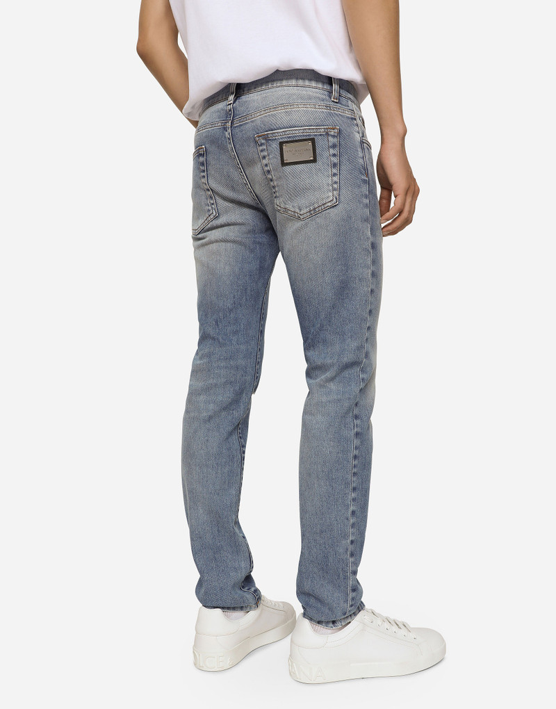 Light blue skinny stretch jeans with rips 4