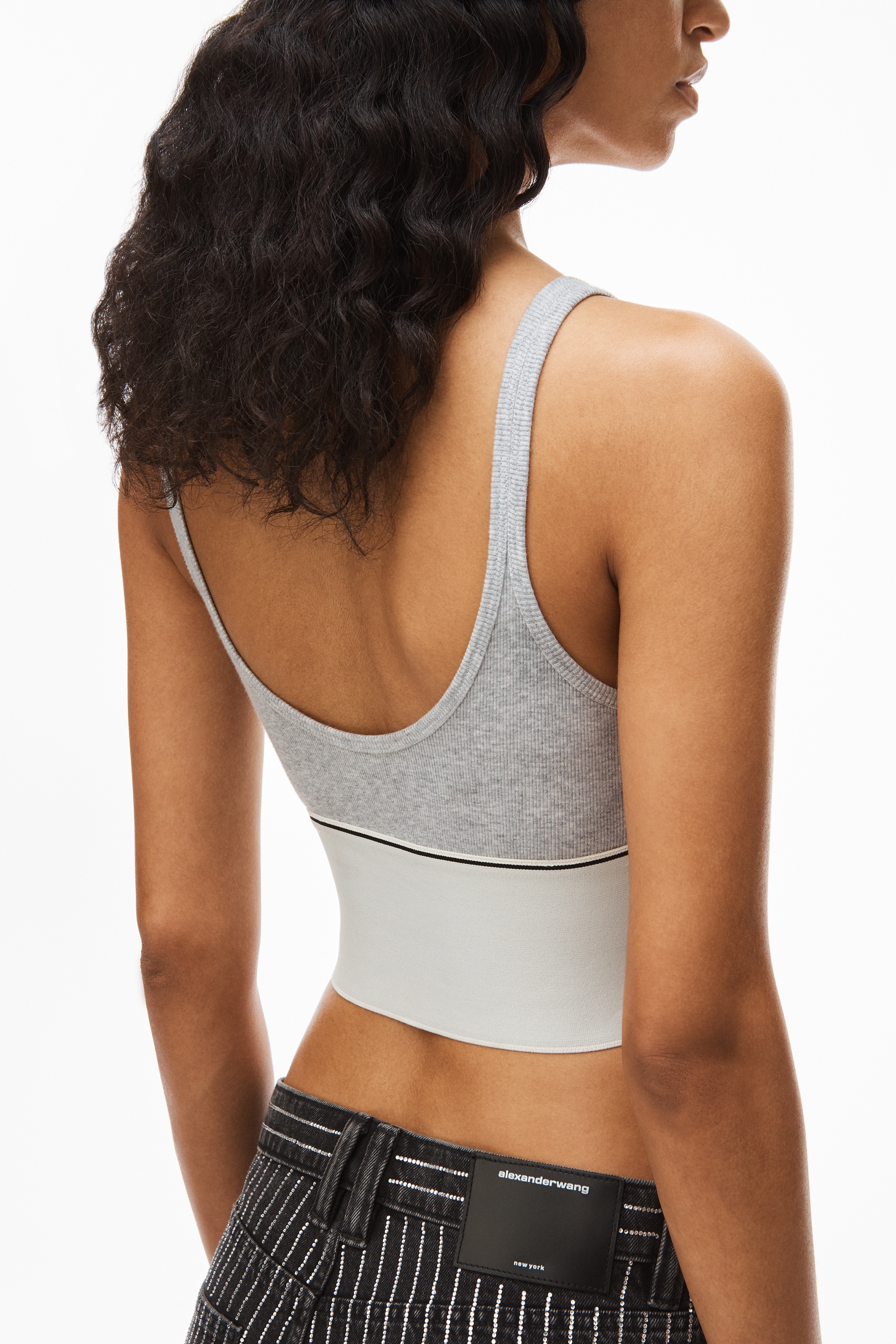 LOGO ELASTIC BRA IN RIBBED JERSEY - 5