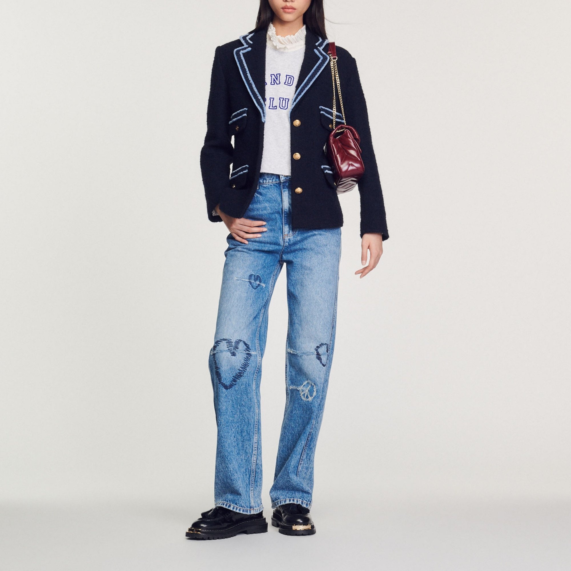 Tweed jacket with contrasting trim - 5