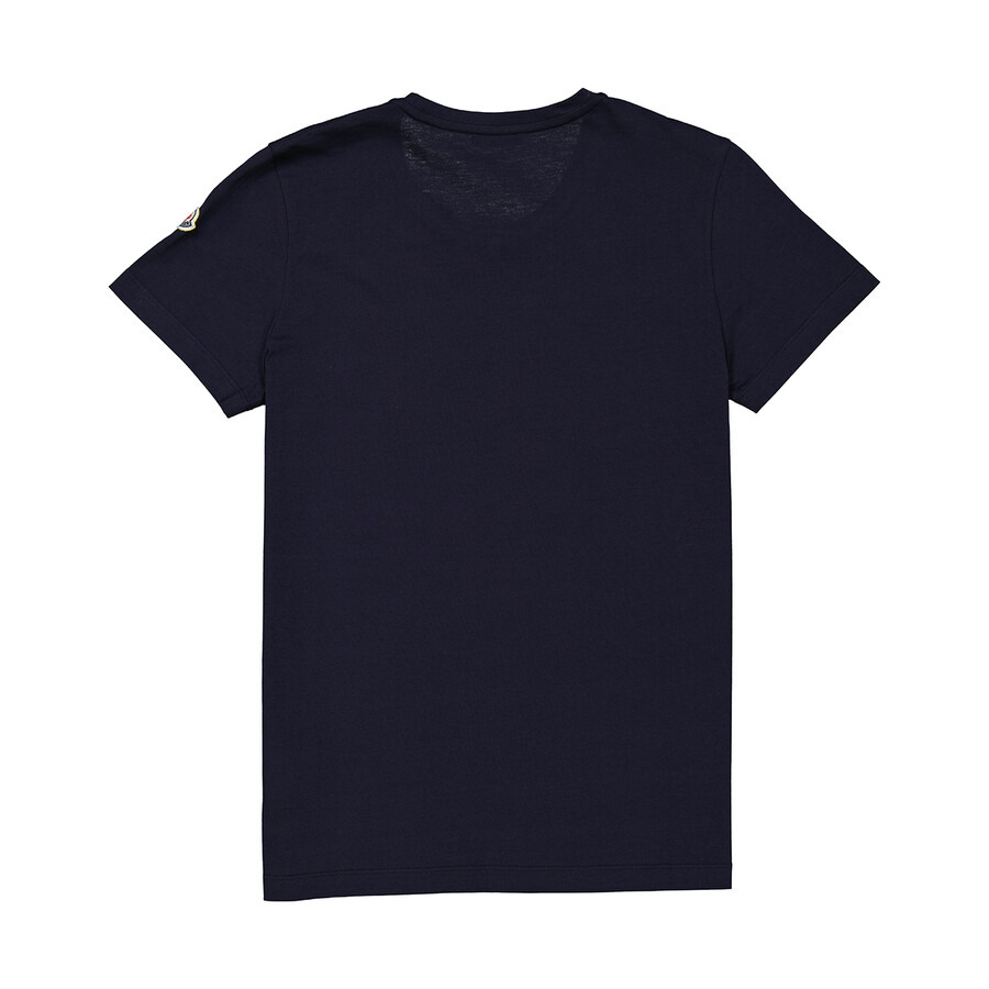 Moncler Ladies Navy Logo Patch Cotton T-Shirt - 2