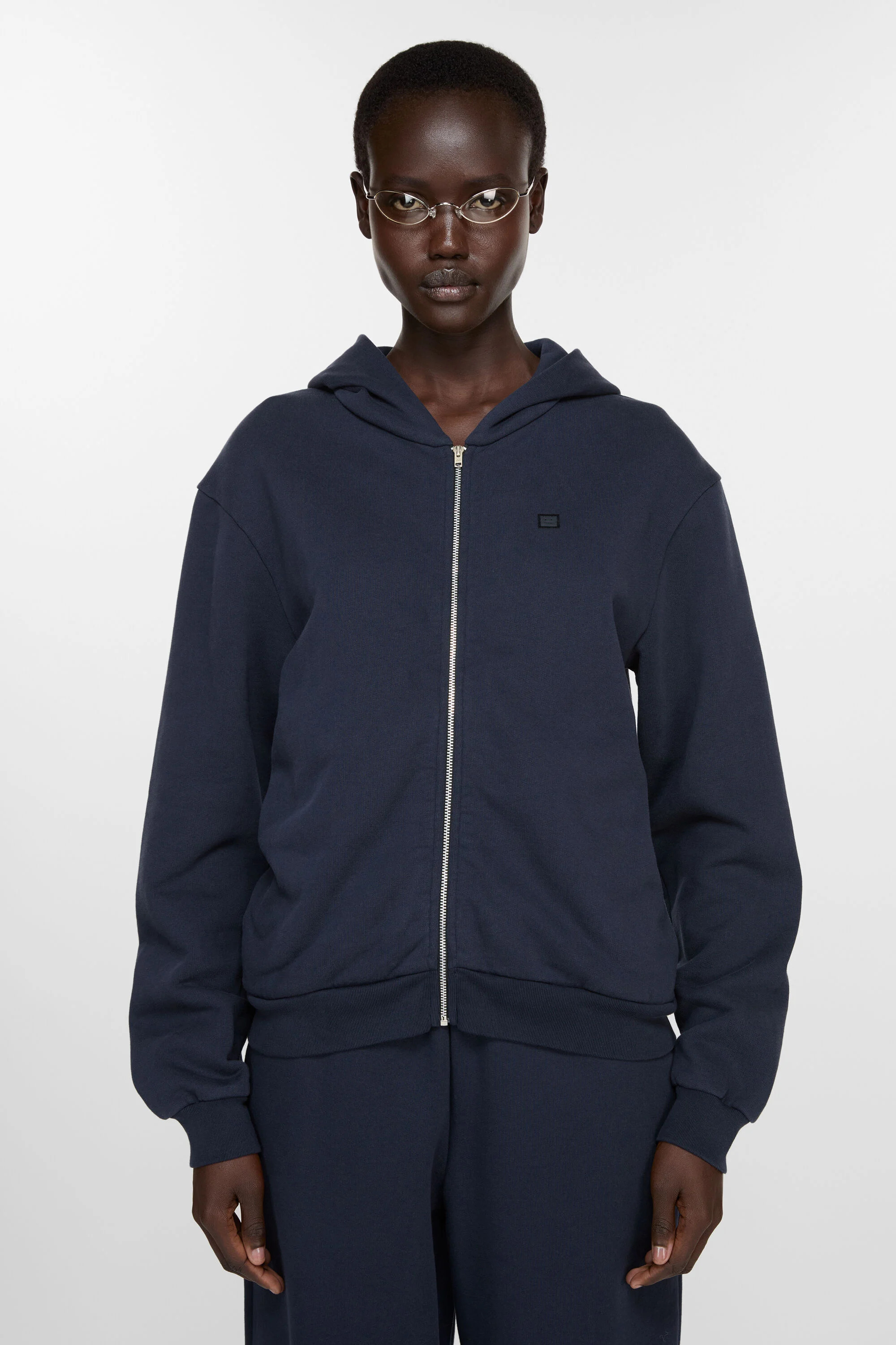Hooded zipper sweater - Navy blue - 2