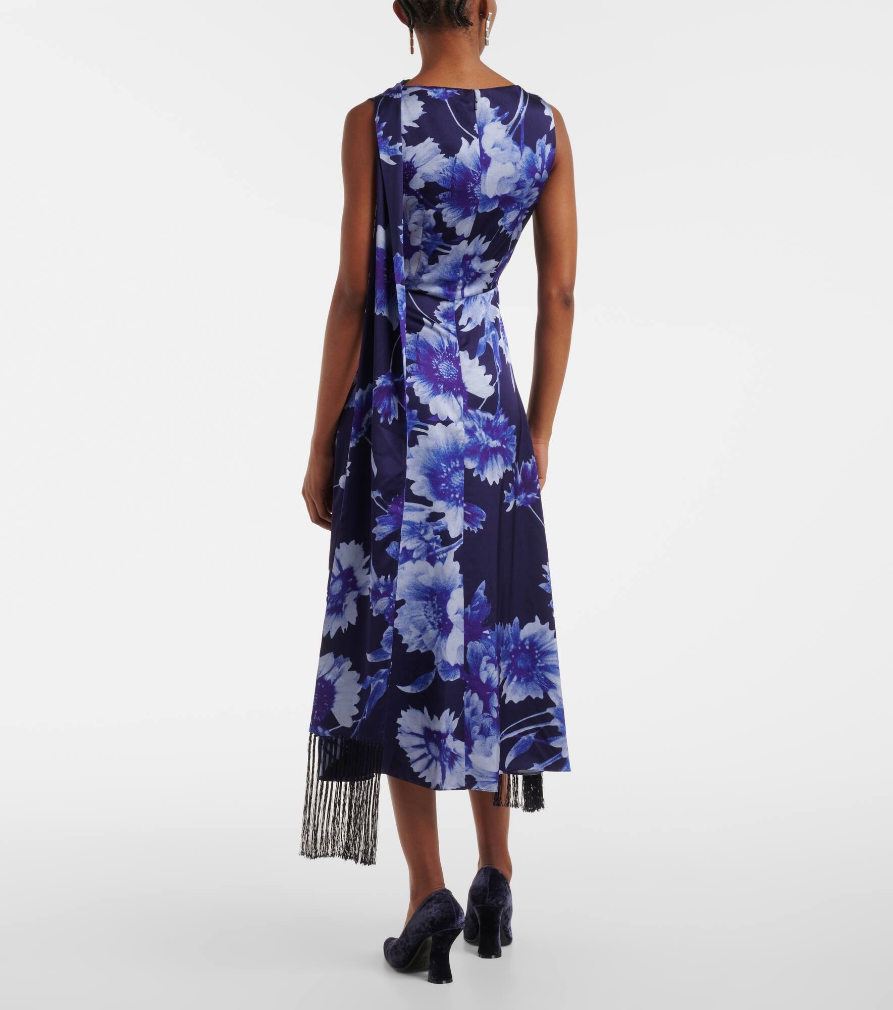 Draped floral cocktail dress - 3