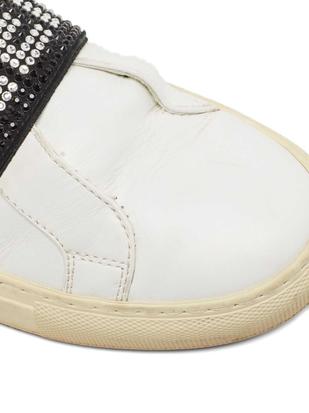 crystal-embellishment leather sneakers - 5