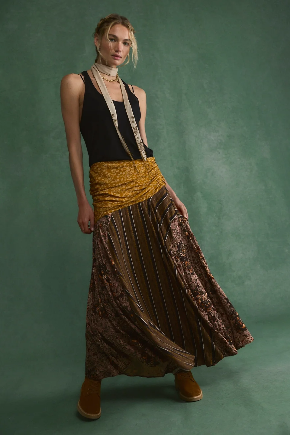 Crossroads Printed Patch Maxi Skirt - 1