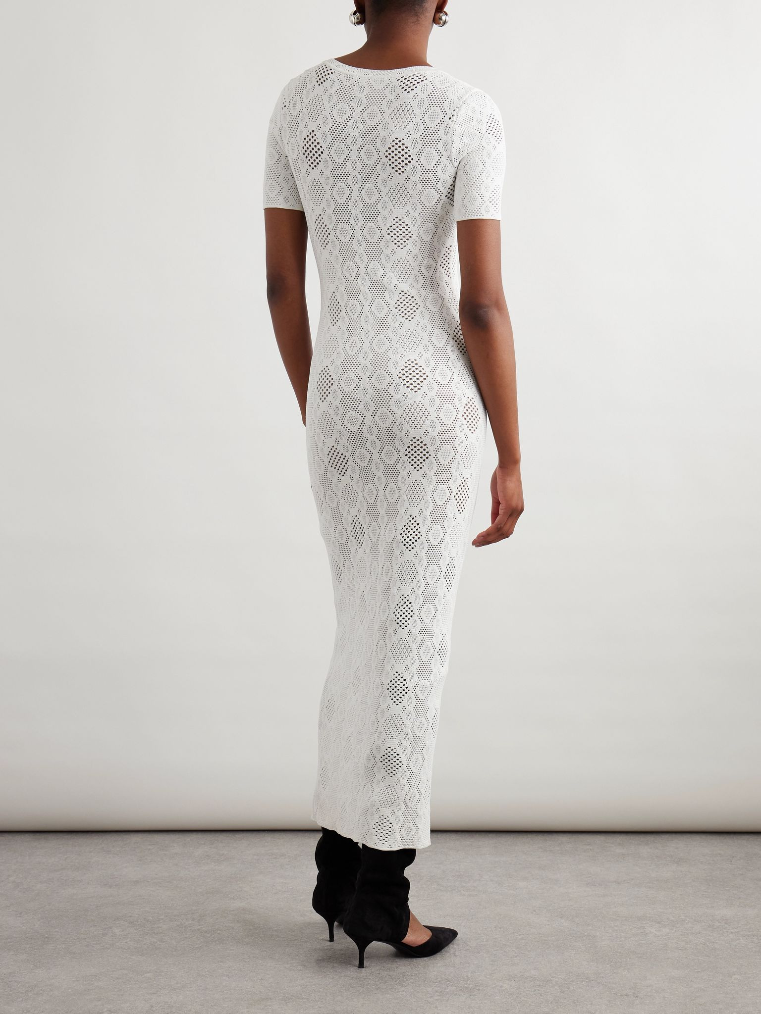 Open-knit midi dress White - 3