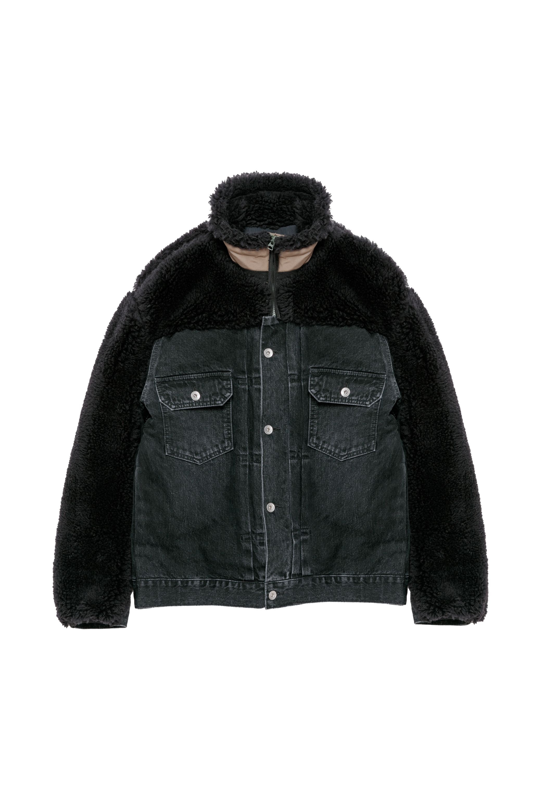 Faux Shearling x Denim Blouson - 1