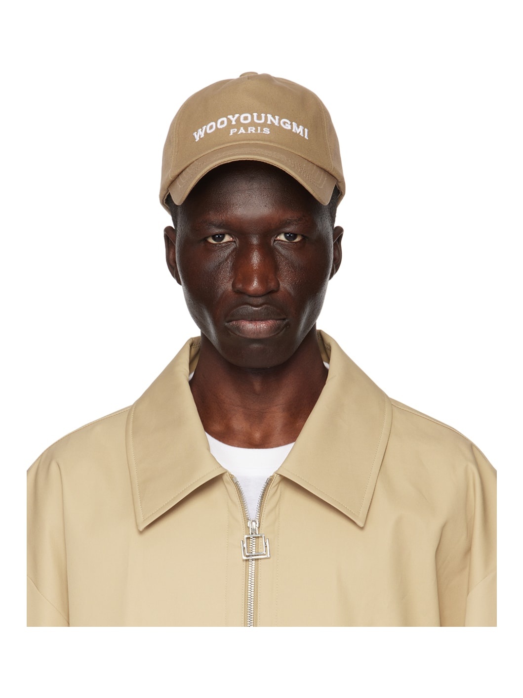 Beige Embroidered Cap - 1