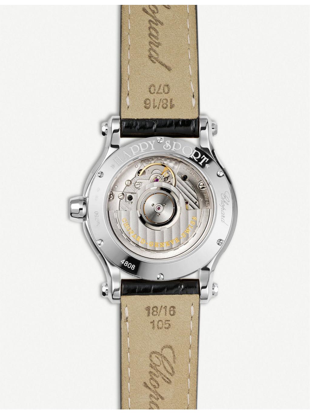 Happy Sport Medium stainless steel, diamond and croc-embossed leather watch - 5