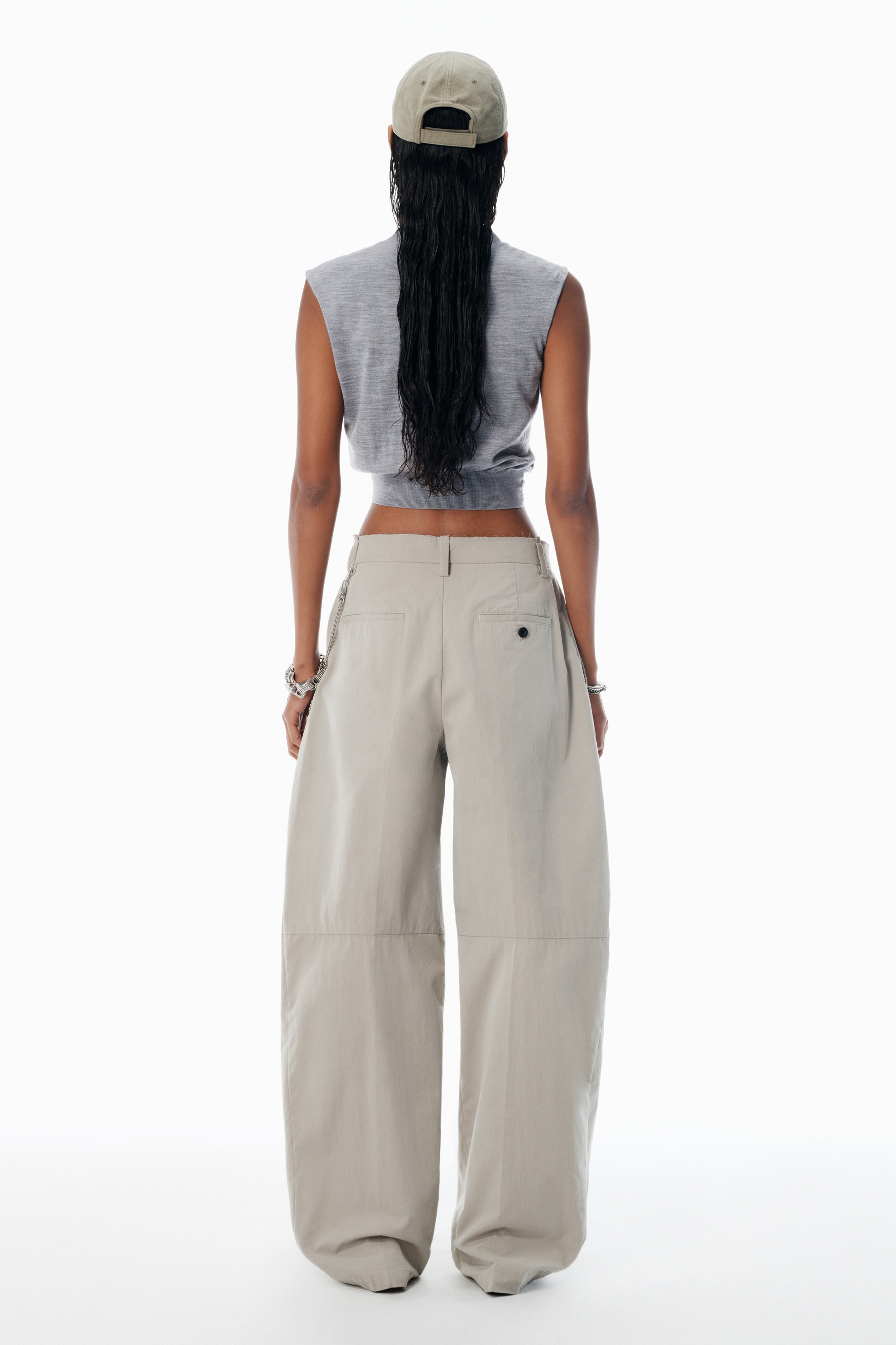 Grey Cotton-Blend Balloon-Leg Pants - 4