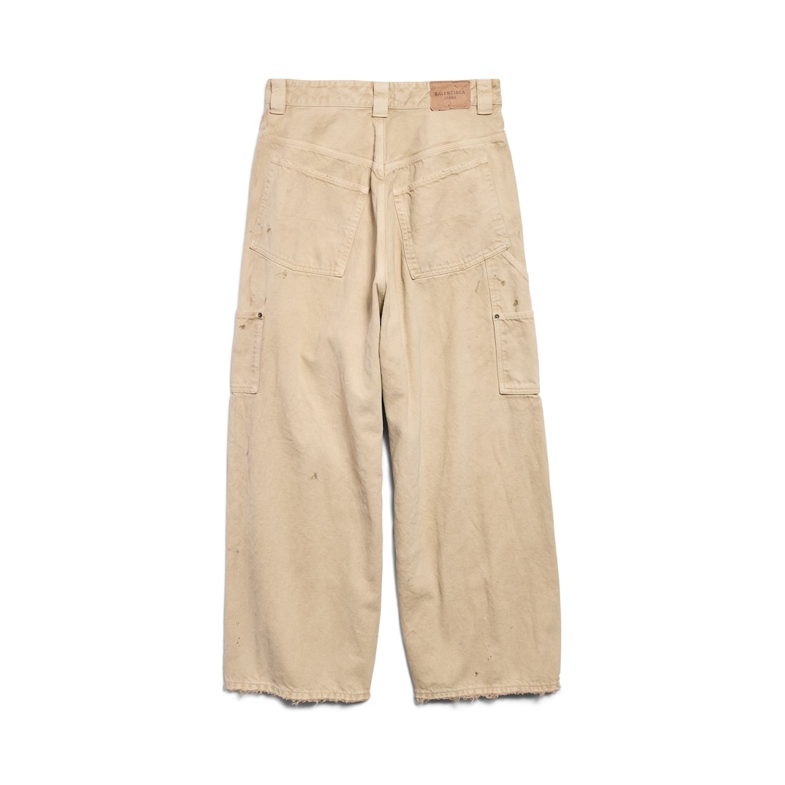 Men's Ripped Off Baggy Pants in Beige - 2