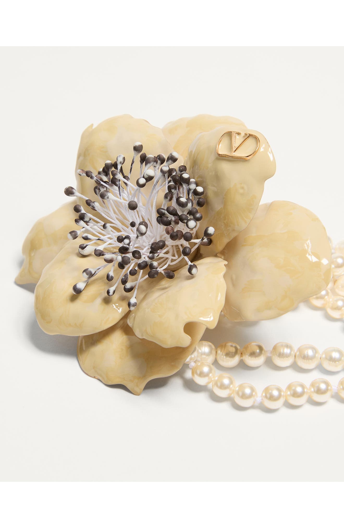 Valentino Garavani Flower Faux Pearl Necklace in Cream Multi at Nordstrom - 3