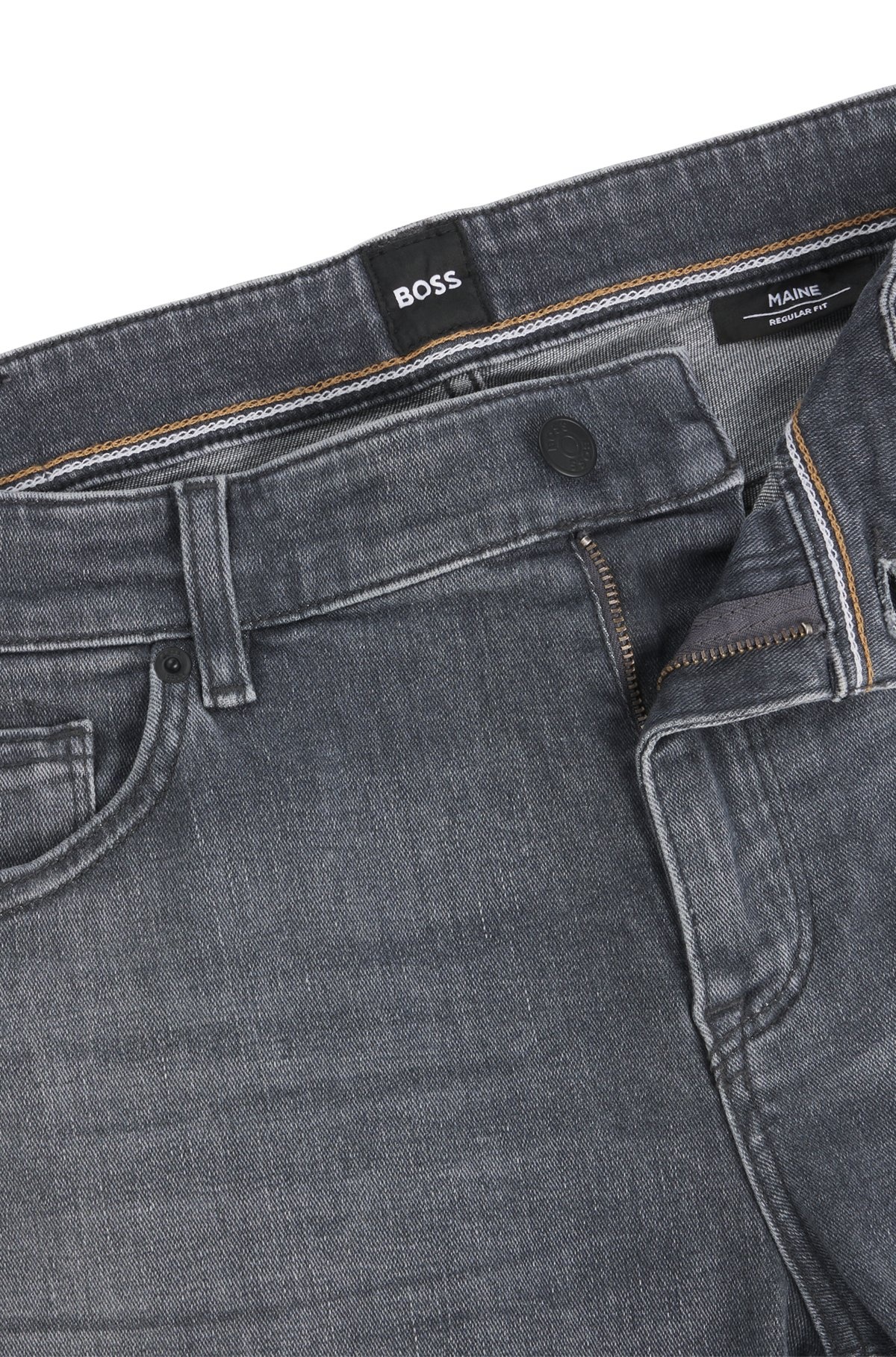 REGULAR-FIT JEANS IN GRAY ITALIAN SOFT-TOUCH DENIM - 6