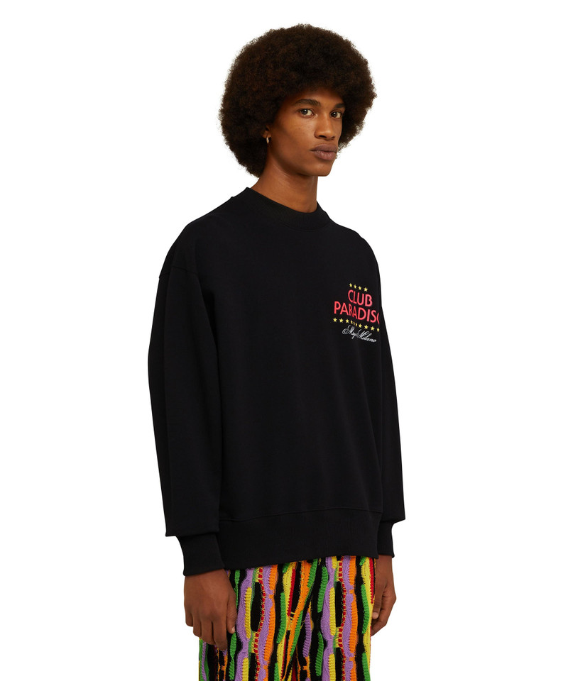 Solid color cotton crewneck sweatshirt with "club paradiso" graphic 5