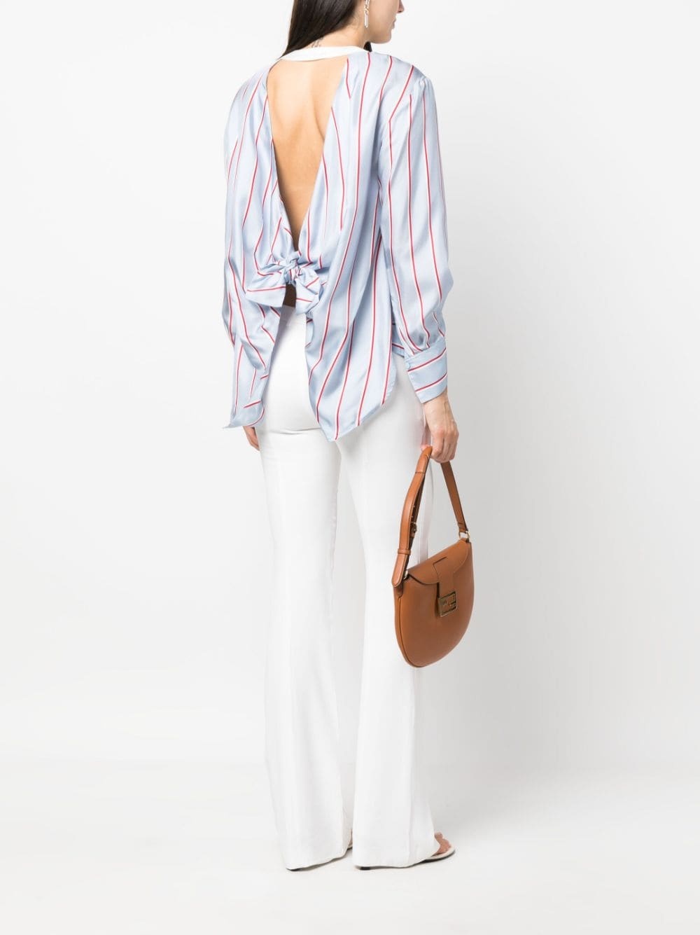 striped knot-detail silk blouse - 2