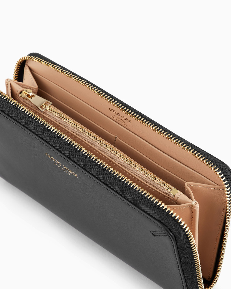 GIORGIO ARMANI Palmellato leather la Prima wallet with wraparound zip outlook