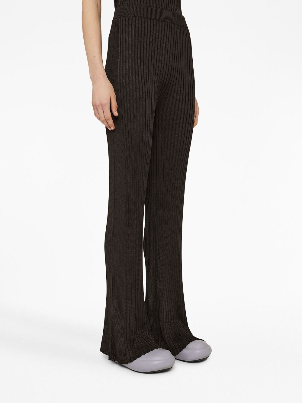 chunky ribbed flared-hem trousers - 5