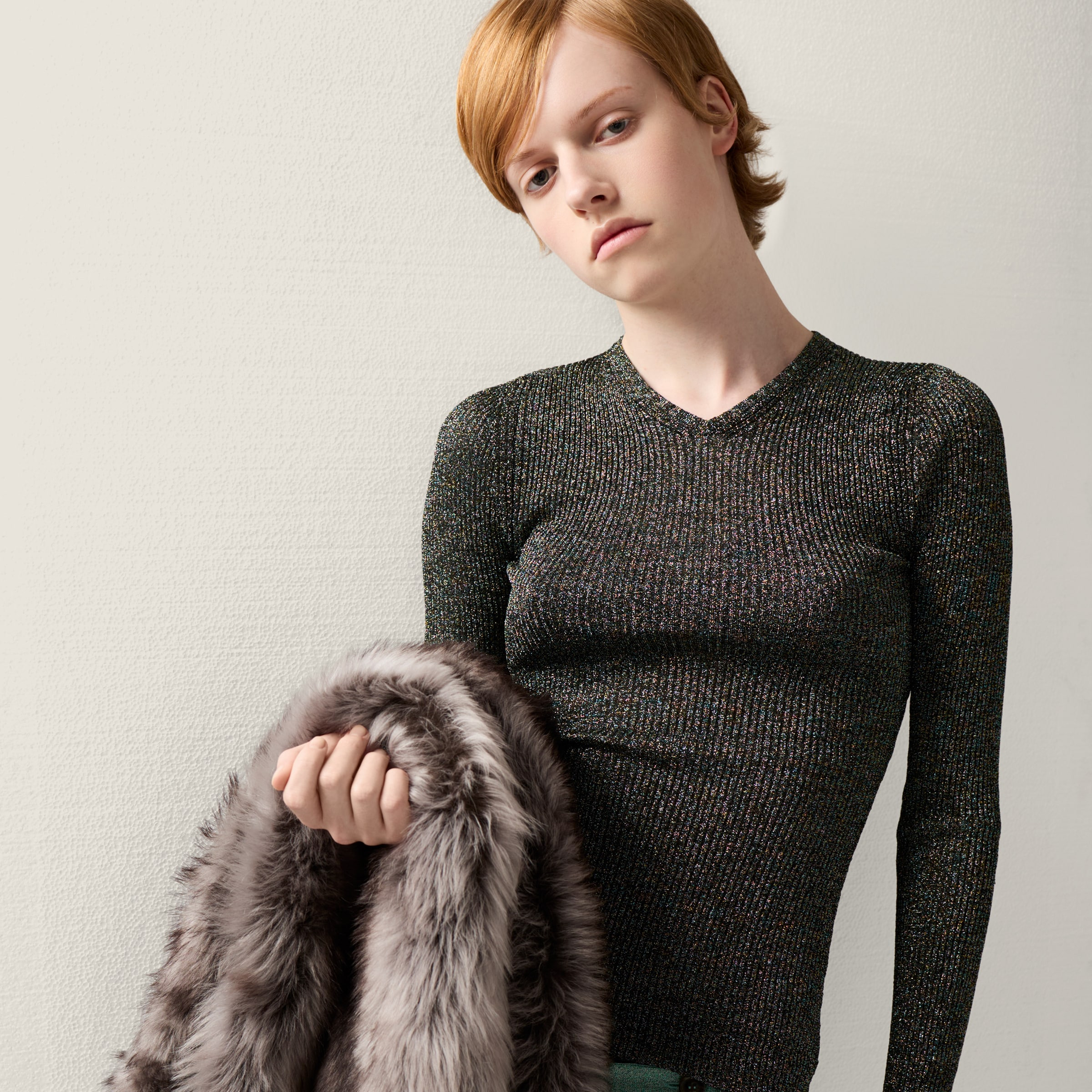 Lurex V-neck sweater - 6
