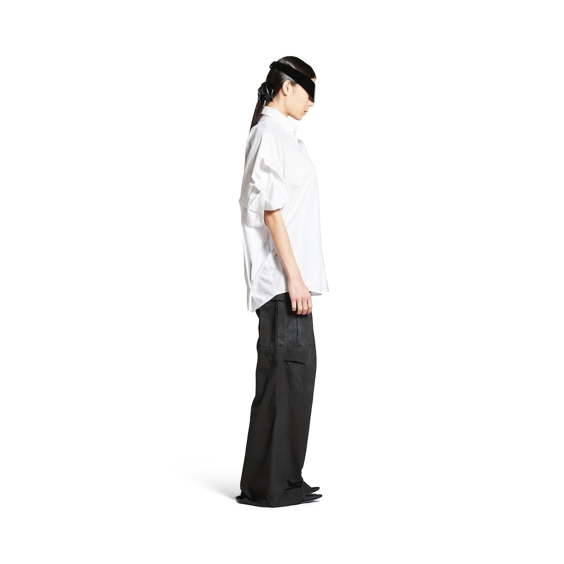 Women's Tucked Sleeve Shirt in White - 3
