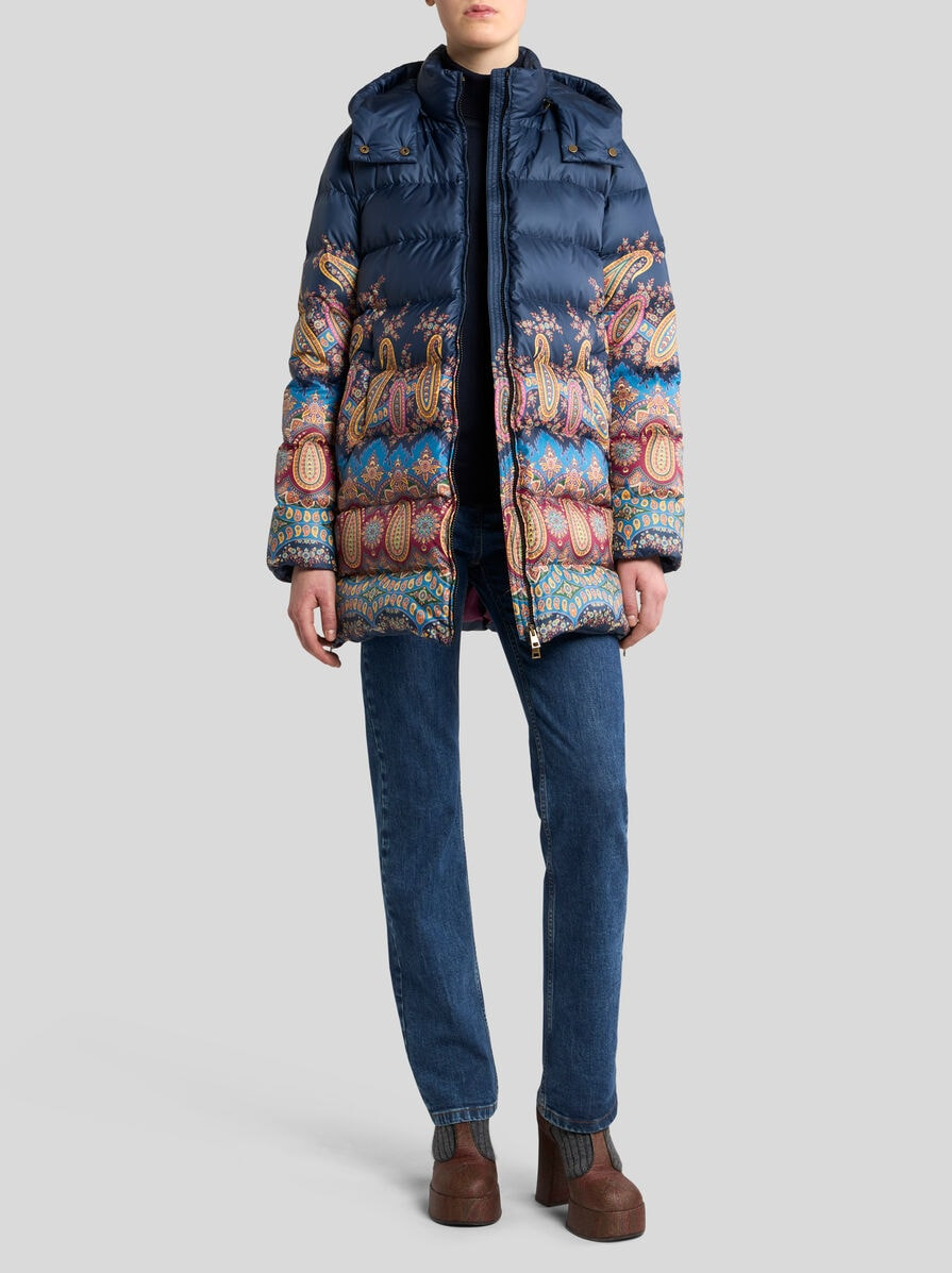 DOWN JACKET WITH HOOD AND PLACED PRINT - 3