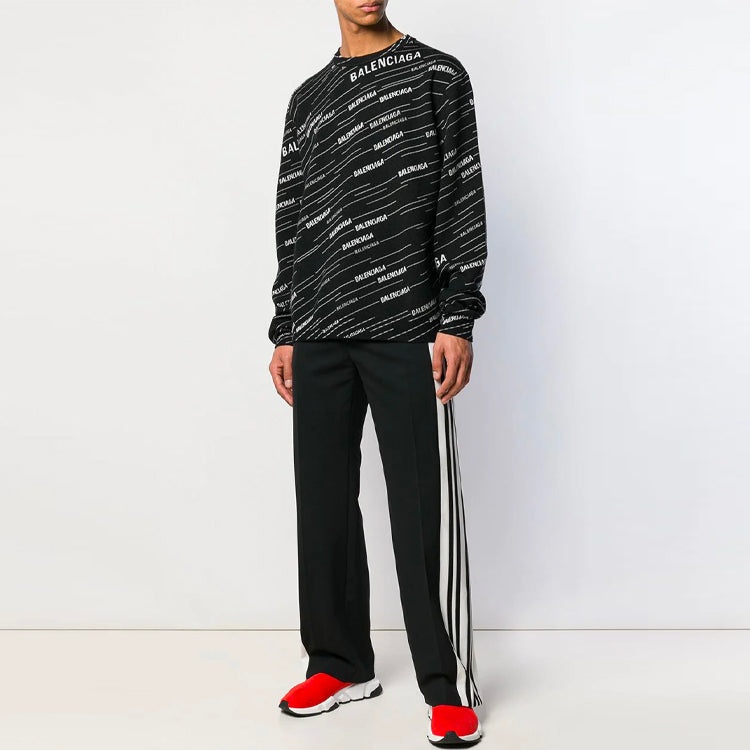 Balenciaga Jacquard Logo Crewneck Sweater 'Black' 555381T15241070 - 2