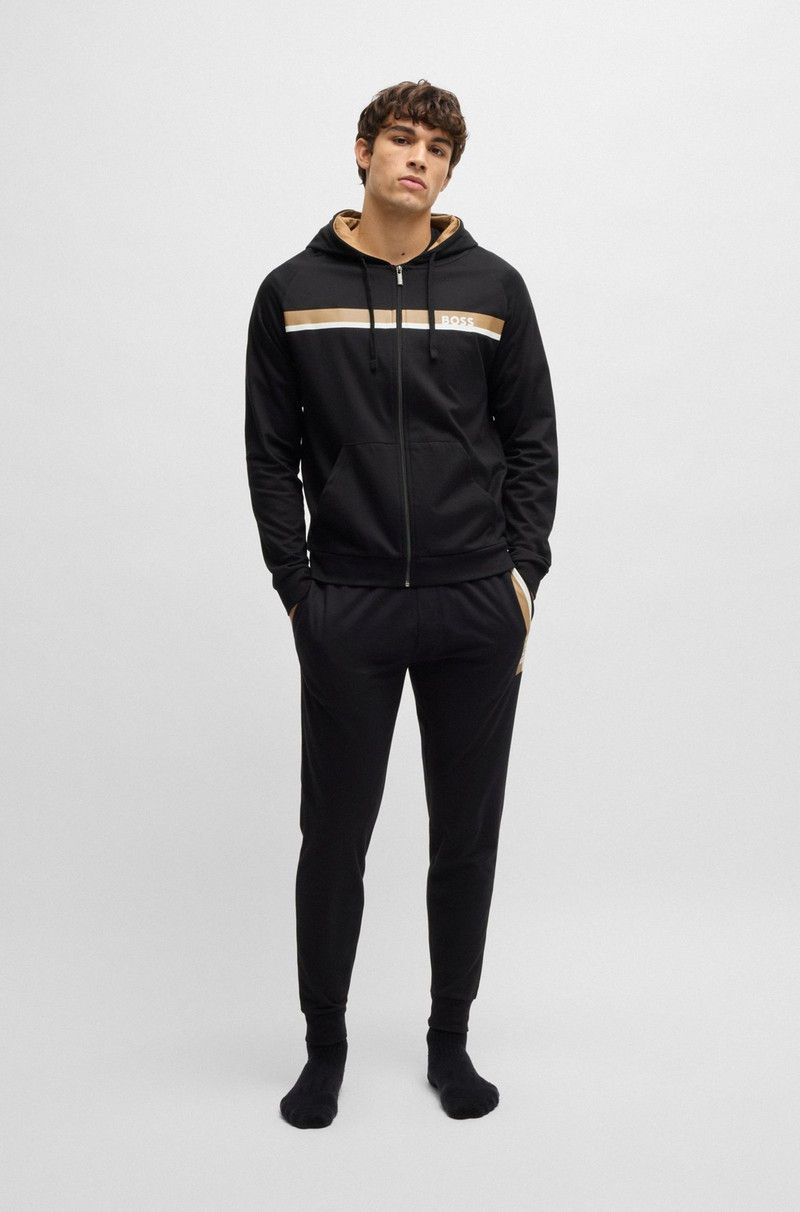 BOSS COTTON-TERRY TRACKSUIT BOTTOMS WITH STRIPE PRINT outlook