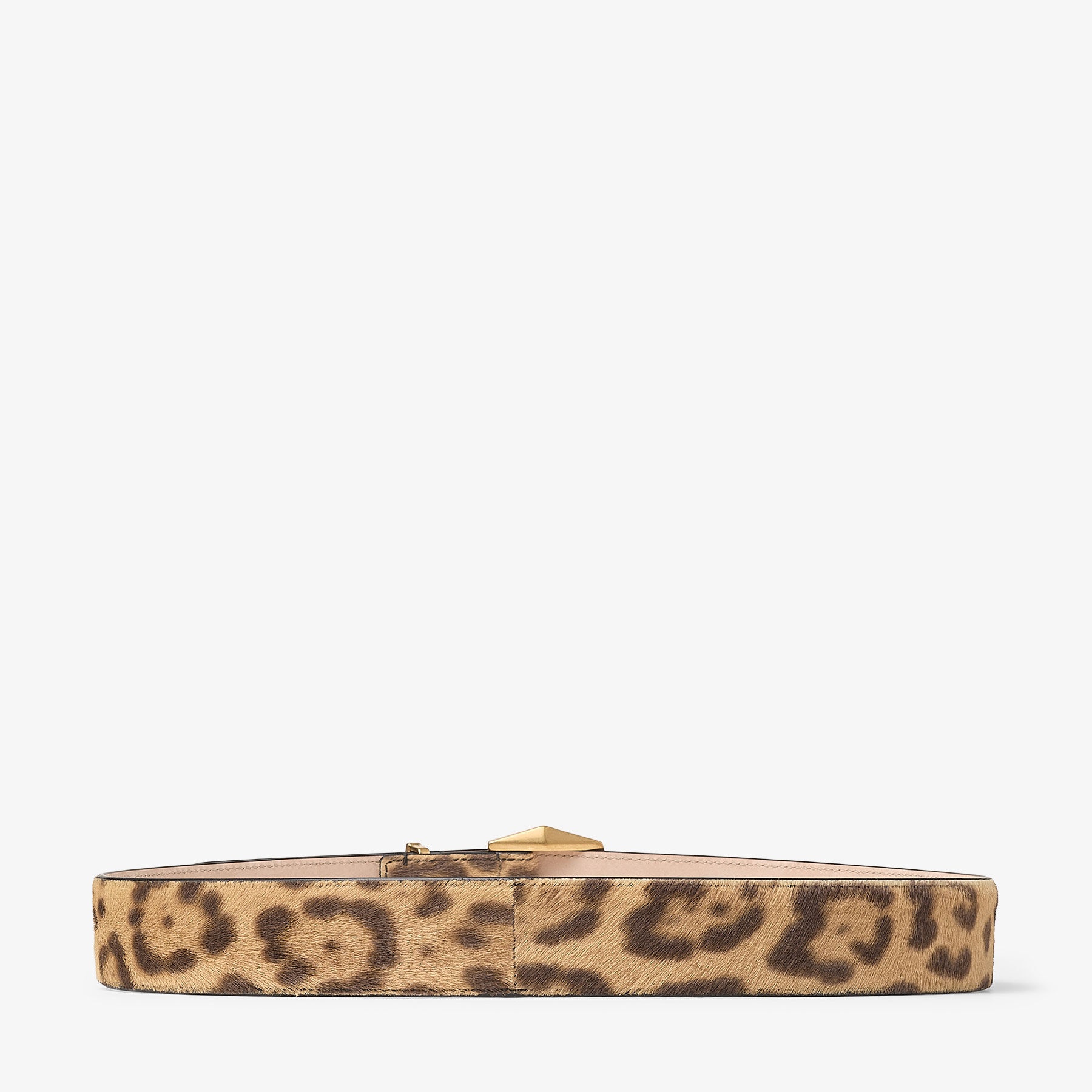 JIMMY CHOO Diamond Buckle Belt Natural Leopard Print Pony