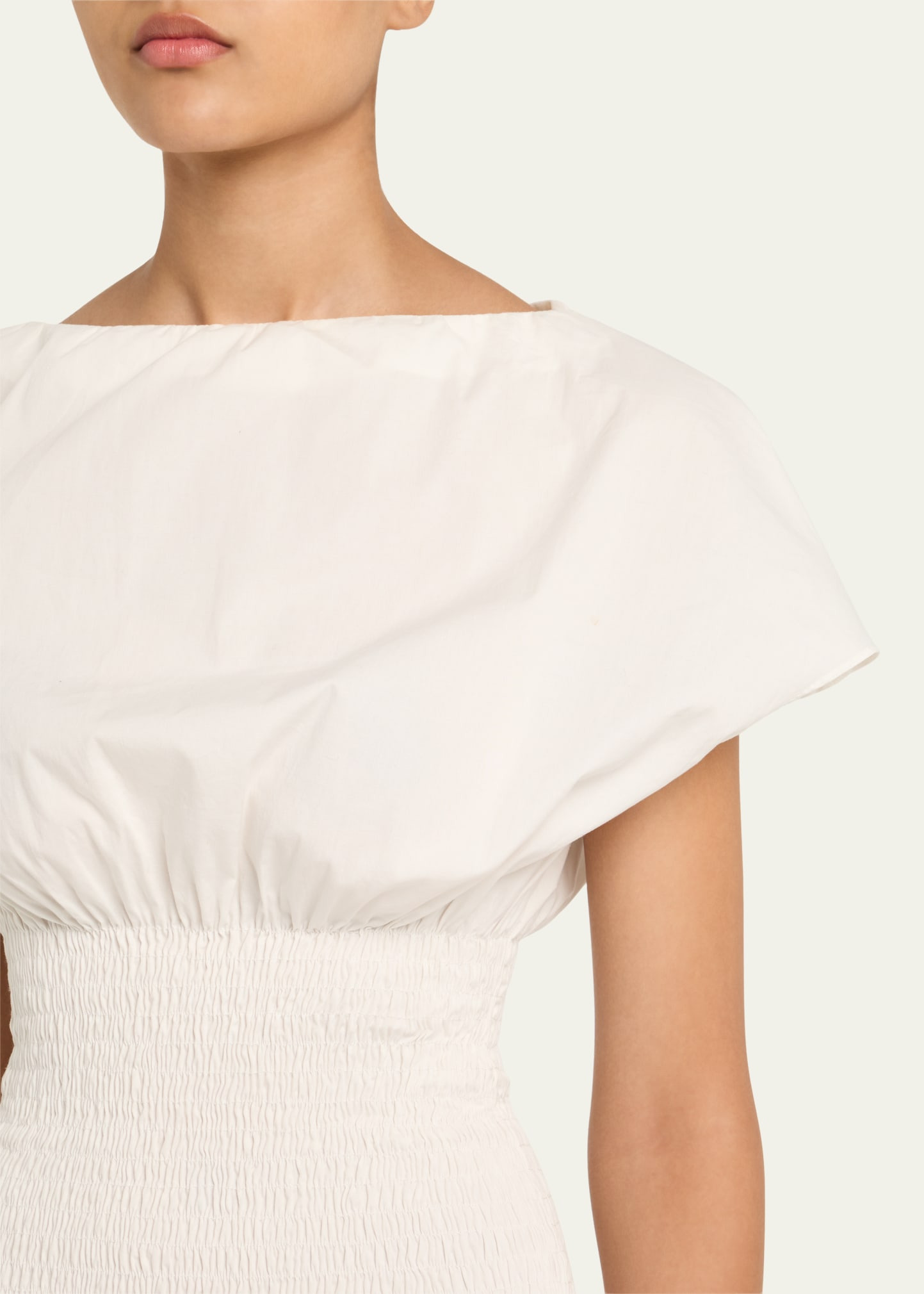 Ava Short-Sleeve Smocked Midi Dress - 5
