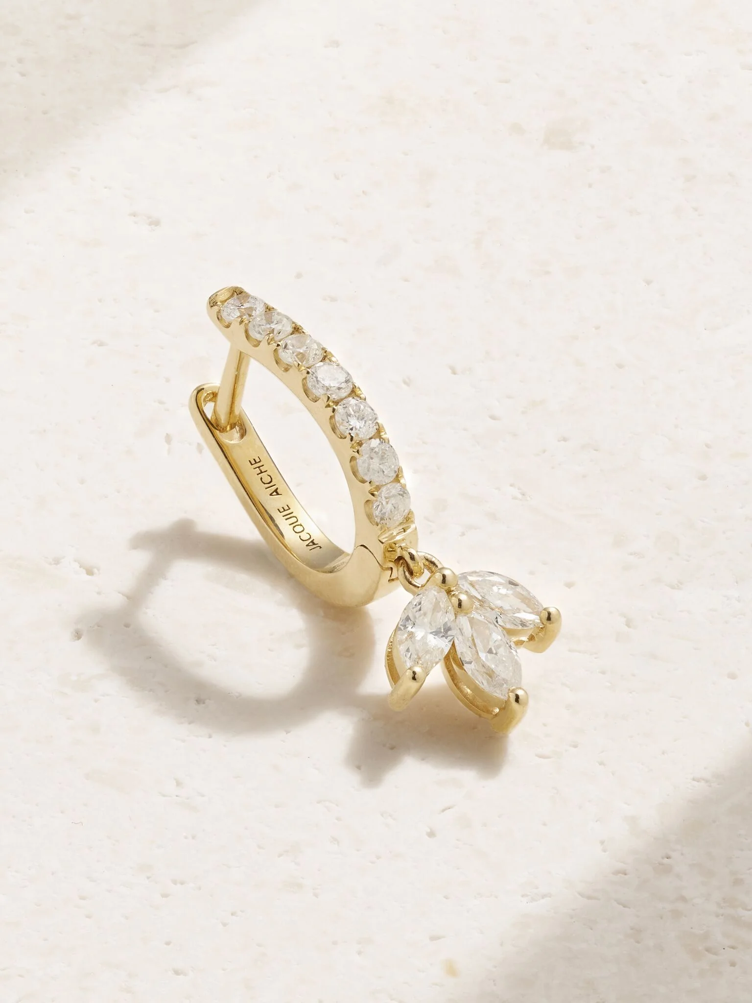 14-karat gold diamond single hoop earring Gold - 1