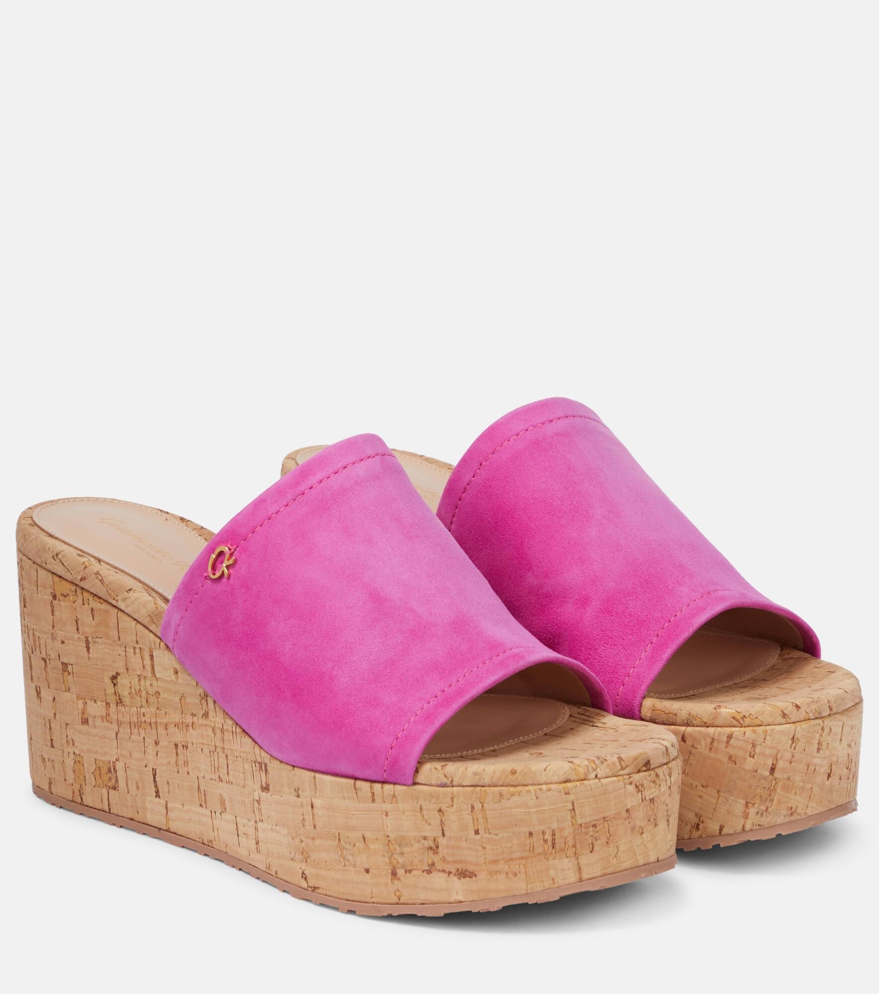 Suede wedge mules - 1