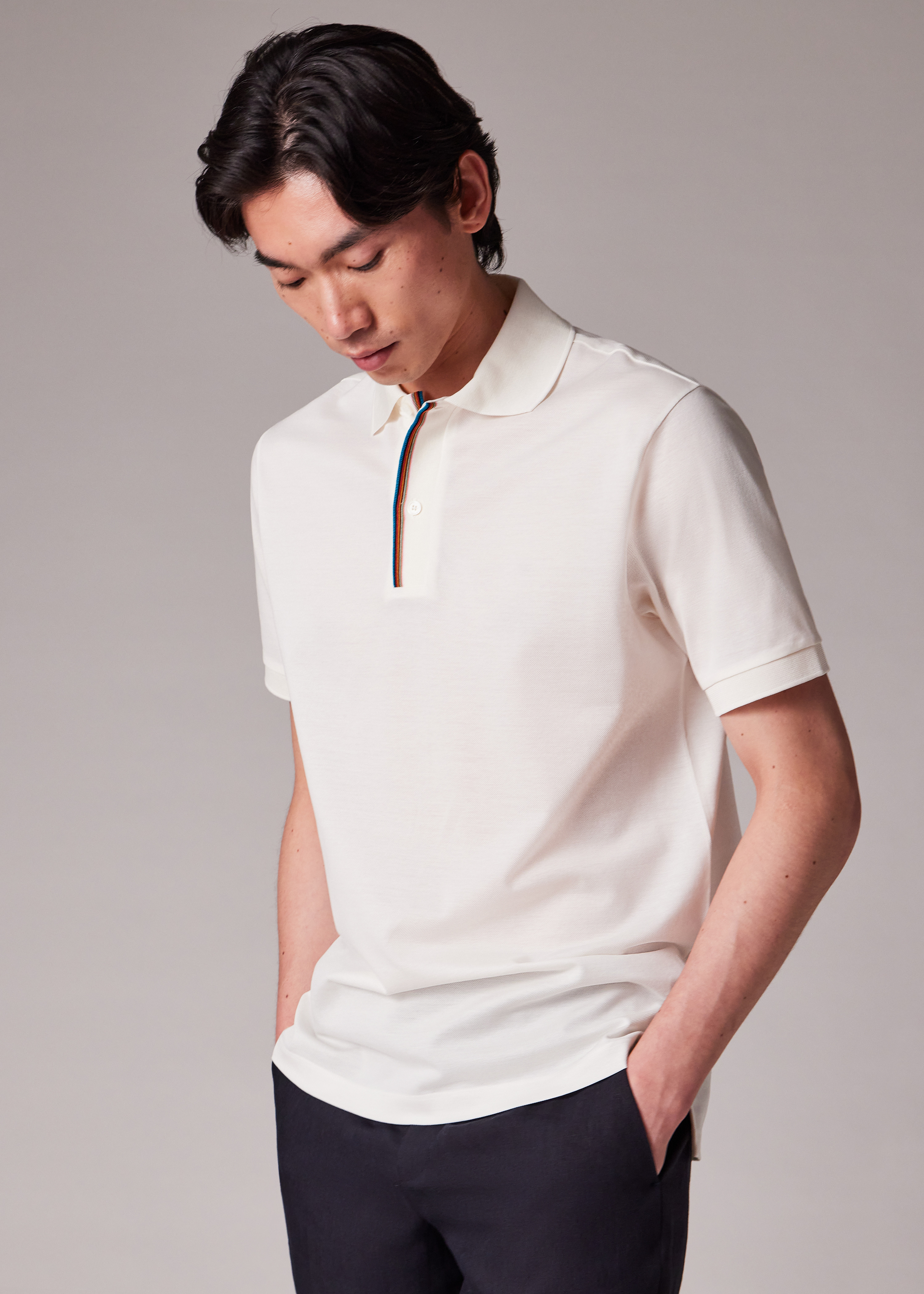 'Signature Stripe' Trim Polo Shirt - 5